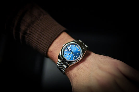 Valenne Destro Watch - Steel and Blue Sunburst Dial