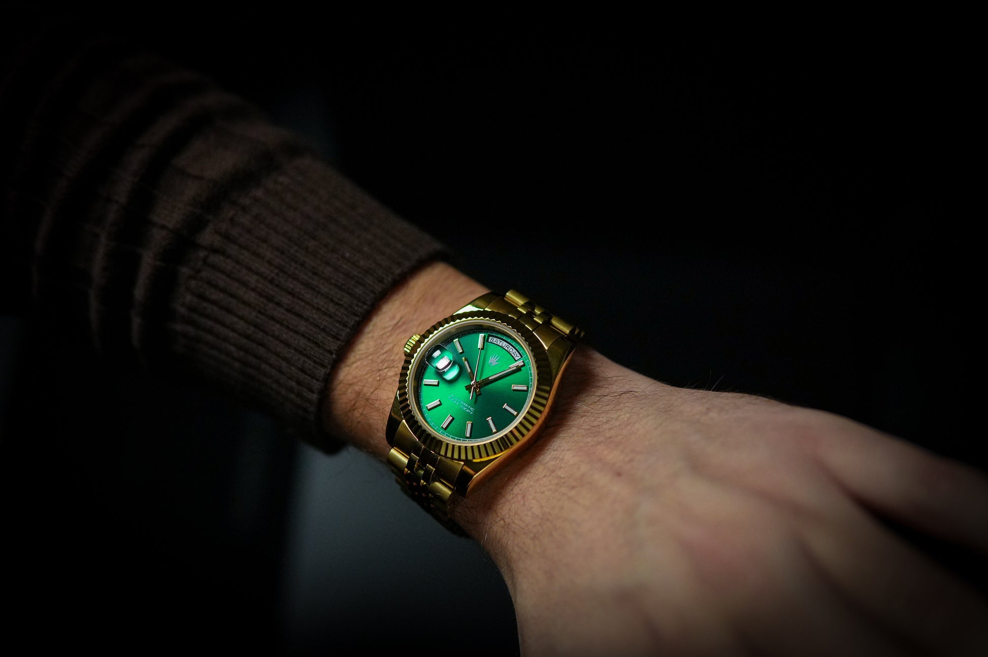 Lefty Valenne Destro Watch - Golden and Green Sunburst Dial